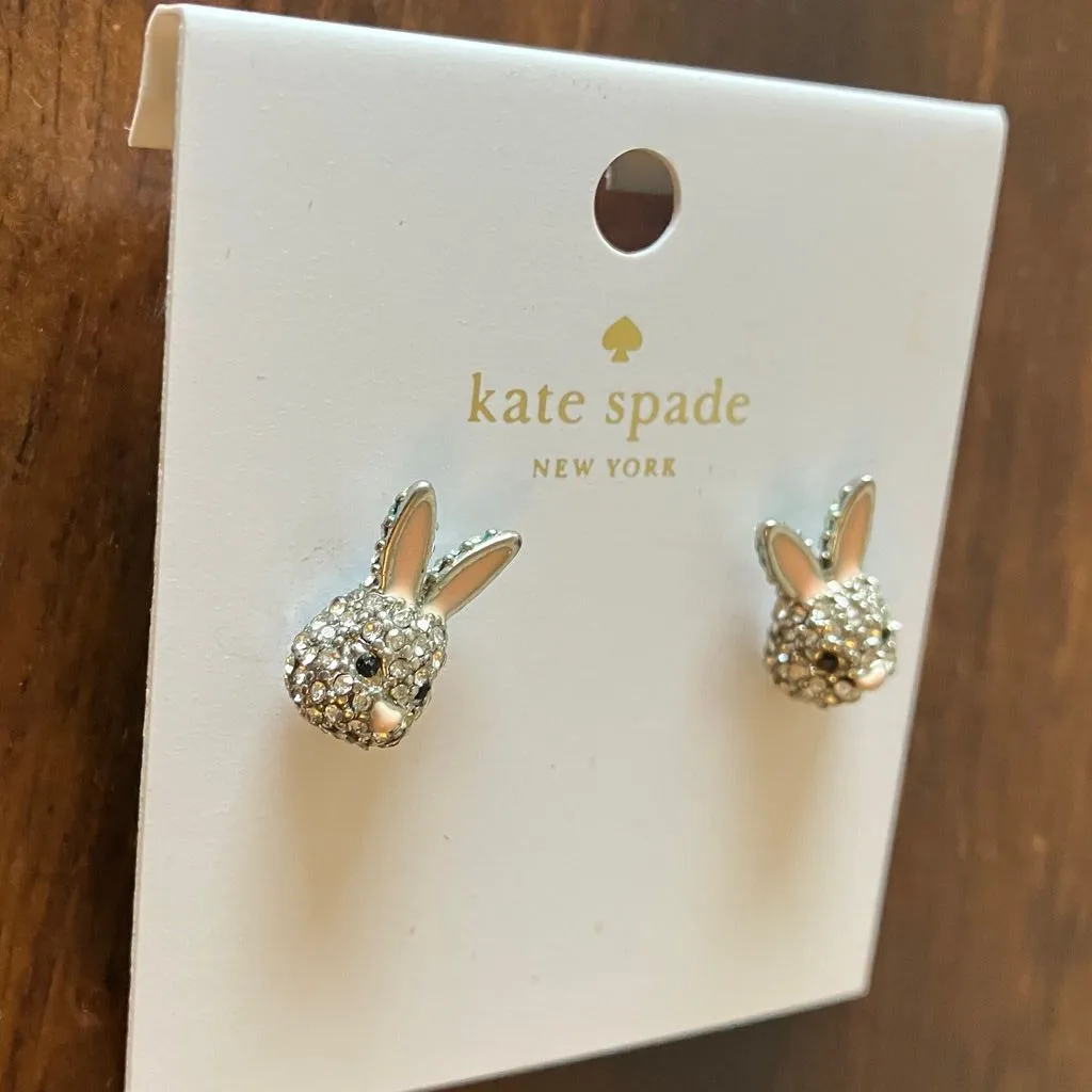 Kate Spade: Silver Tone Sparkling Silver Bunny Earrings - Image 5