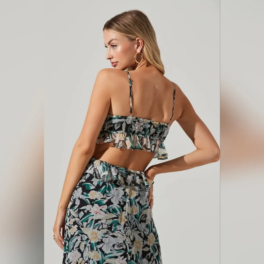 NWT ASTR THE LABEL PALACE FLORAL CUTOUT RUFFLE MAXI DRESS multicolor  SIZE SMALL - Image 6