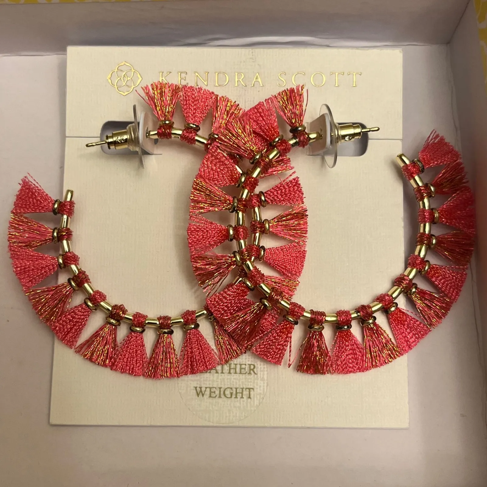 KENDRA SCOTT NEW Evie Hoop Fringe Tassel Pink Gold Plated Earrings - Image 8