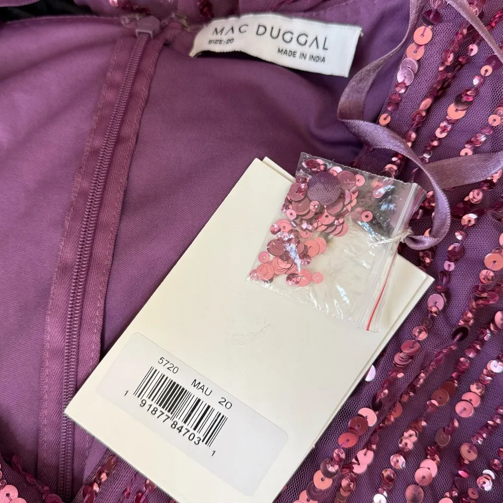 Mac Duggal Purple Sequined Wrap Over Bishop Sleeve Gown 5720 Women’s Sz 20 - Image 8