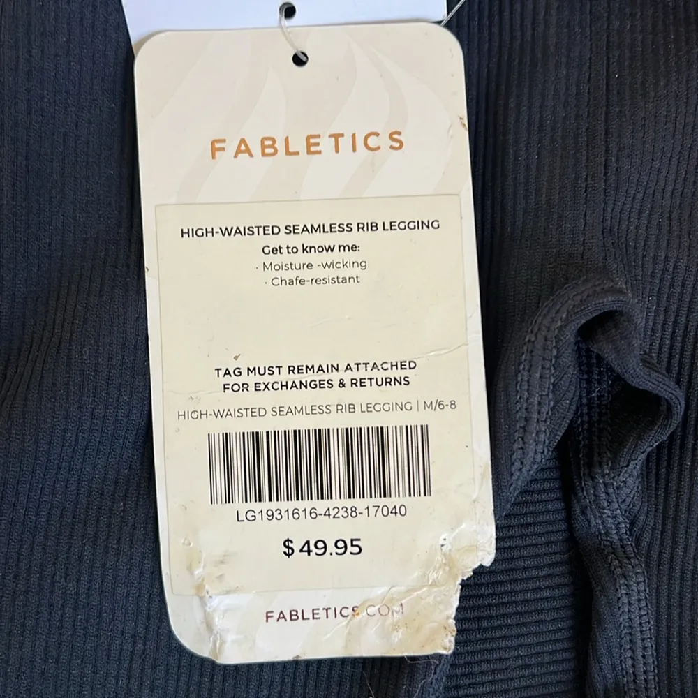 Fabletics High-Waisted Seamless Rib Leggings Size Medium in Swell Blue - Image 3