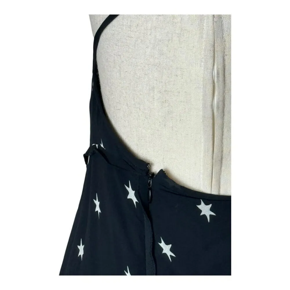 Re/Done Dress Women Large Black Silk Star‎ Print Criss Cross Back The 80s Mini - Image 9