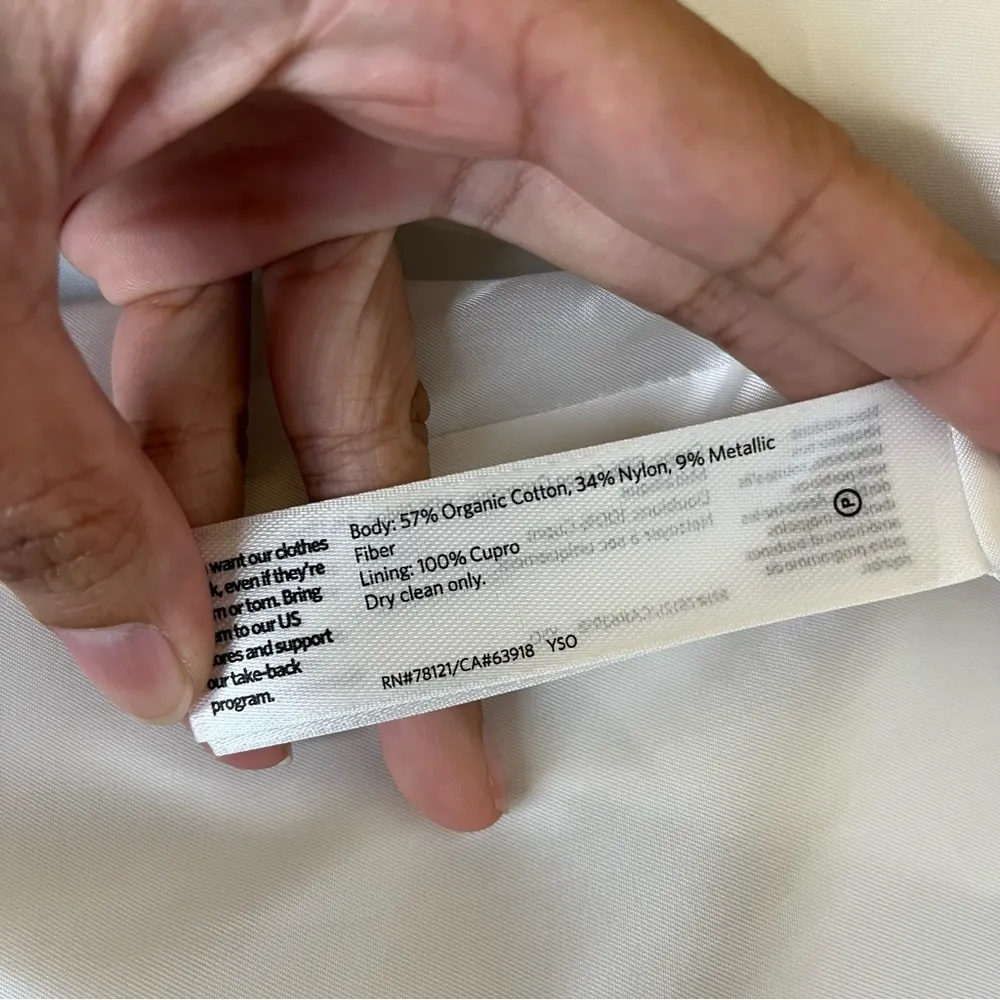 Eileen Fisher Organic Cotton Satin Steel Coat in Ivory - Image 8