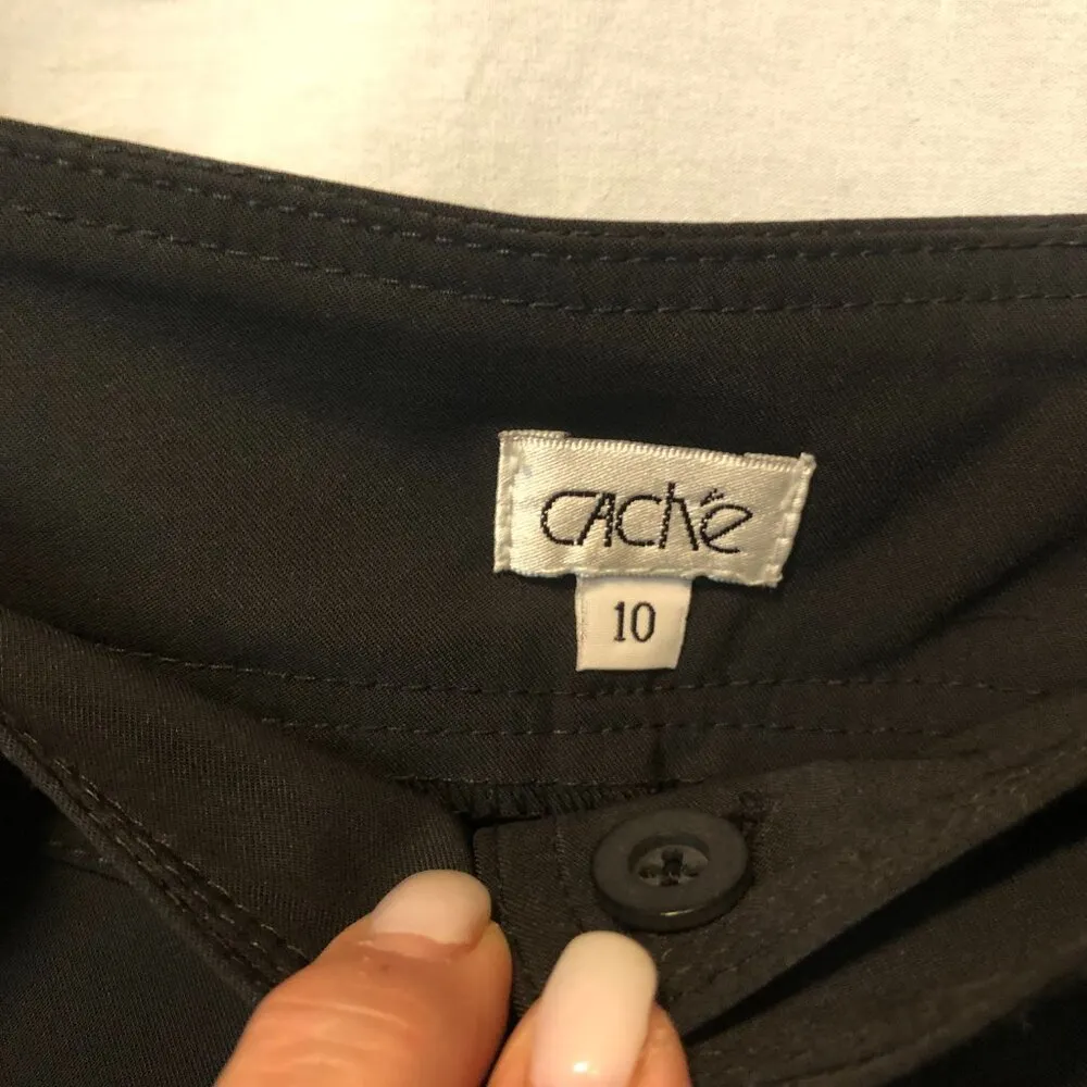 Cache Black Shorts Poly Spandex Stretch Sz 10/12 front pockets side vent / split - Image 3