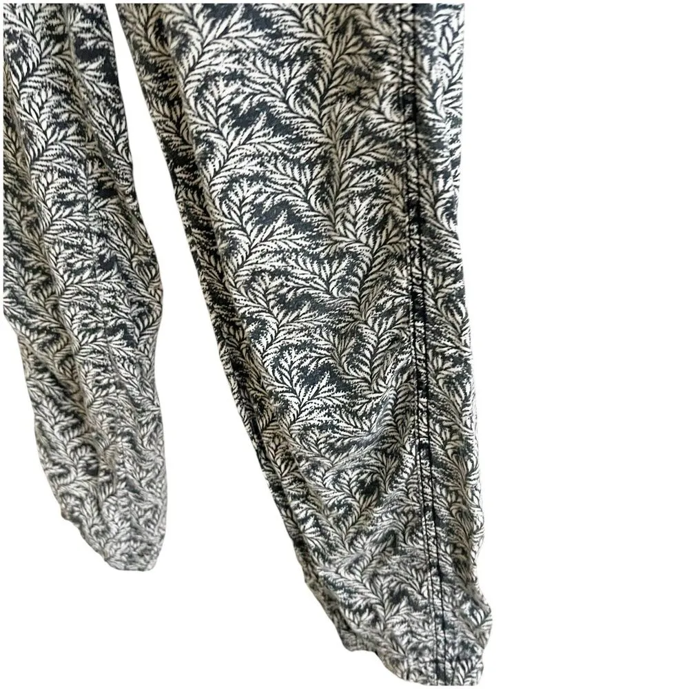 Anthropologie Patterned Linen Blend Printed Joggers Size Small Black Ivory Boho - Image 5