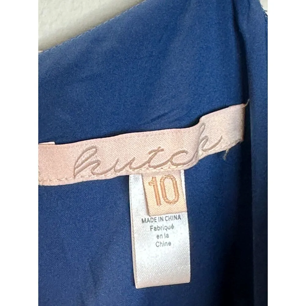 Hutch Women's Size 10 Blue Ruffled Maxi Dress Floral Cap Sleeve EUC - Image 8