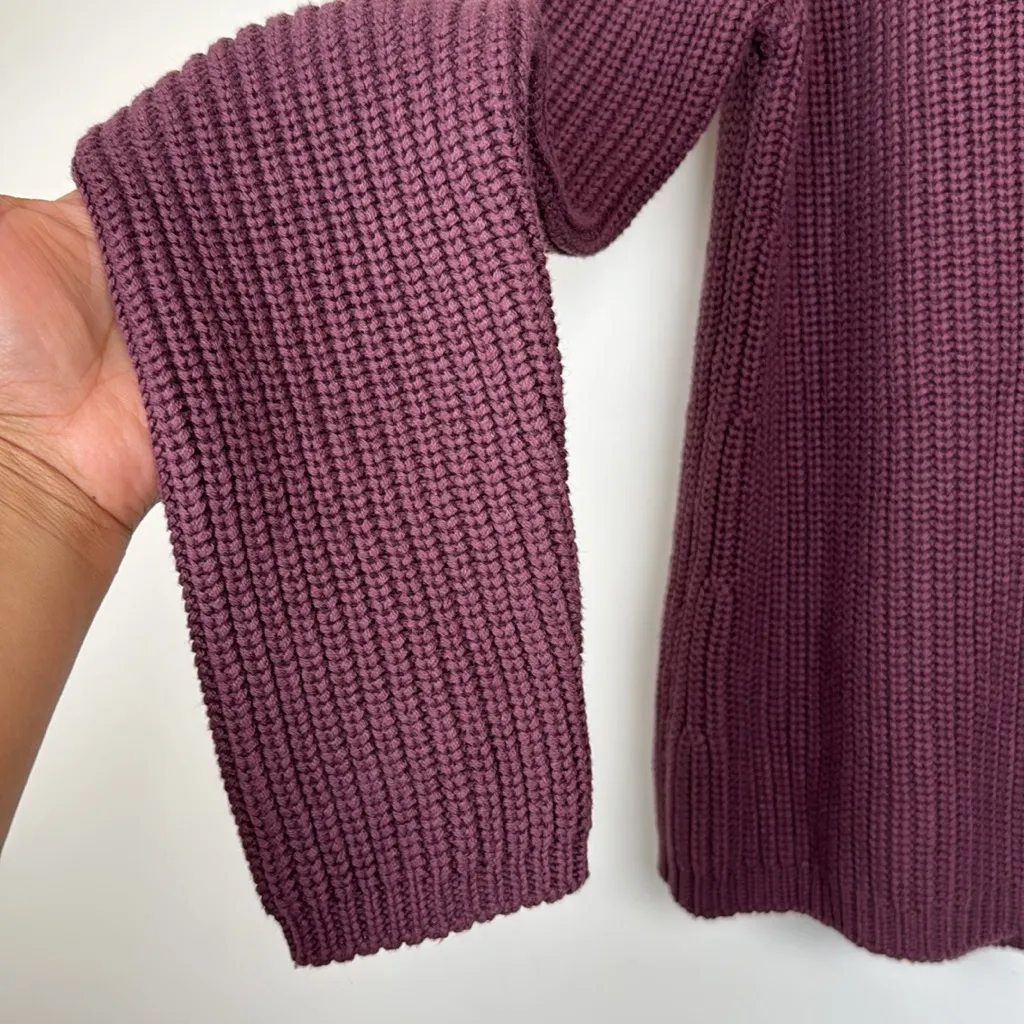 Quince Plum Knit sustainable, organic cotton Sweater Sz M Purple Size M - Image 5