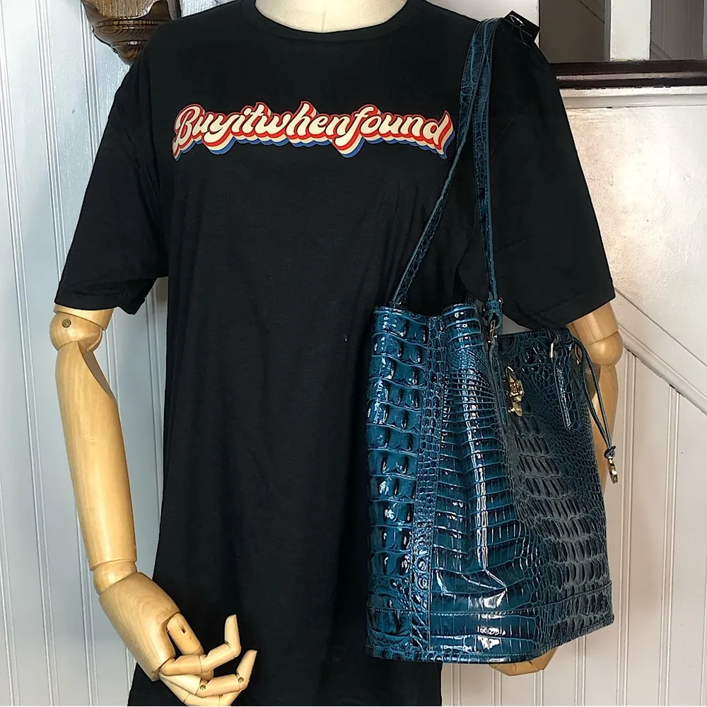 Teal Croc Embossed Melbourne Turn Lock Shoulder Bag NWOT - Image 2