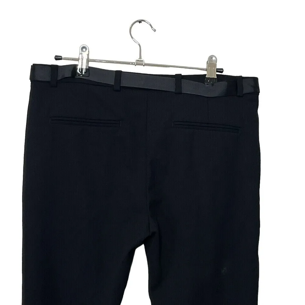 The Kooples Leather Trim Cropped Trouser Pants Women’s Size Large Black Slim Fit - Image 5