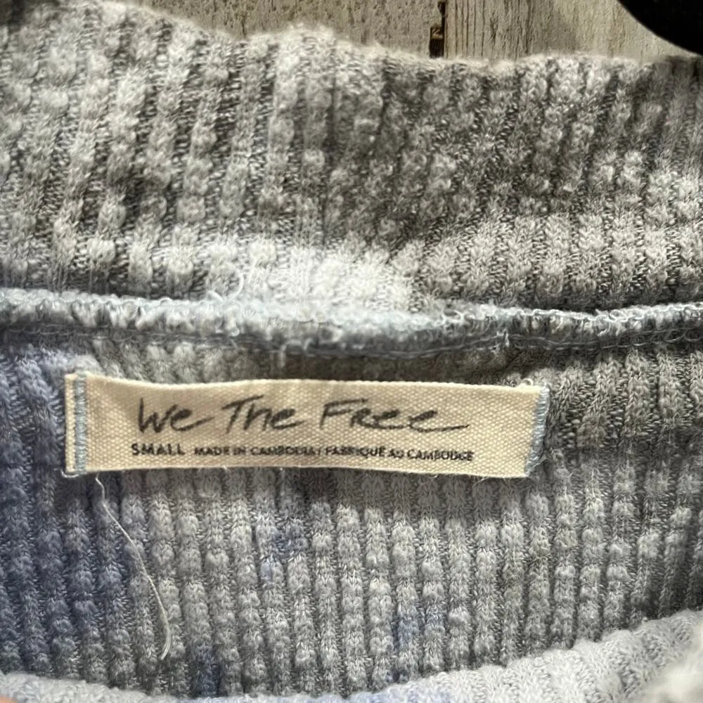 We The Free Swirl Tee Sz Small Light Night Tie Dye Mock Neck Long Sleeve Womens - Image 3