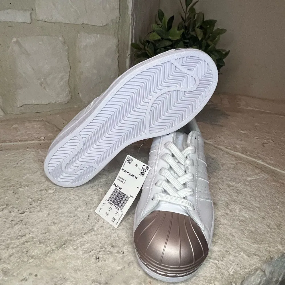 Adidas Original superstar white on white rose gold steel toe sneakers sz 6 - Image 6