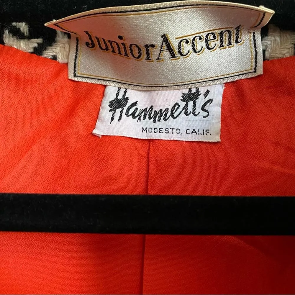 Vintage 60s Houndstooth Orange & Black Dress & Matching Jacket Size 6 - Image 7