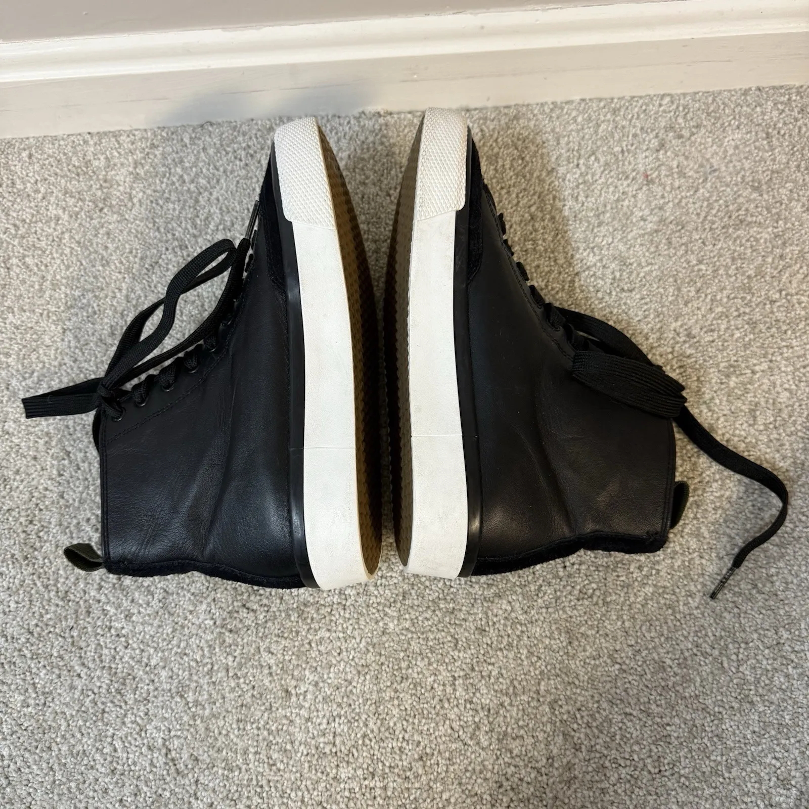 Rag & Bone Army‎ Black Leather & Suede High-Top Sneakers Size 37 US 7 Stylish - Image 6