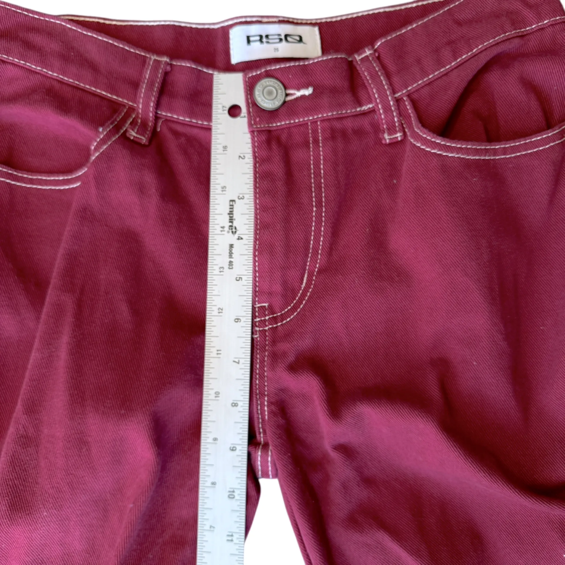 RSQ Women'sSize 26 Low Rise Wide Leg Cargo Jeans Garnet Baggy Y2K - Image 10
