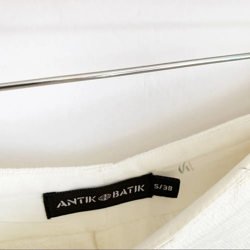 Antik Batik Pleat Front High Waisted Slim Straight Trouser White Size Small - Image 7