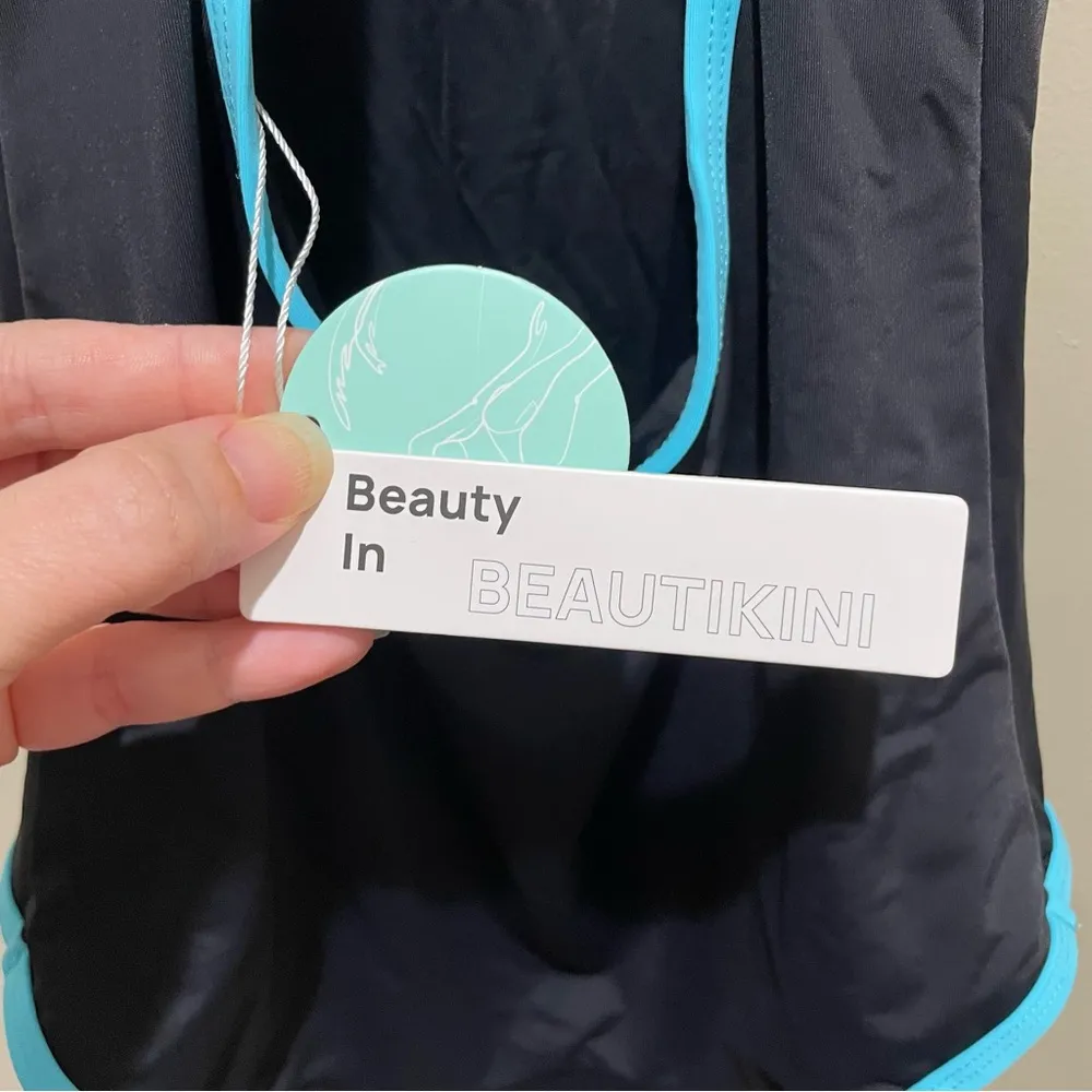 Beautikini Period Swimwear Racerback One Piece Bathing Suit Black Blue Size XS - Image 13