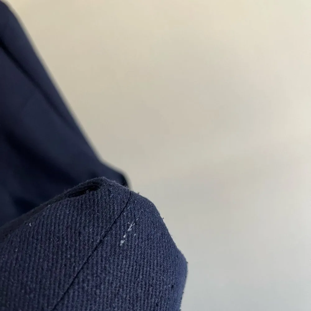 Vintage 90s Navy Silk Button Front Jacket Relaxed Fit Pockets Blue Size L - Image 9