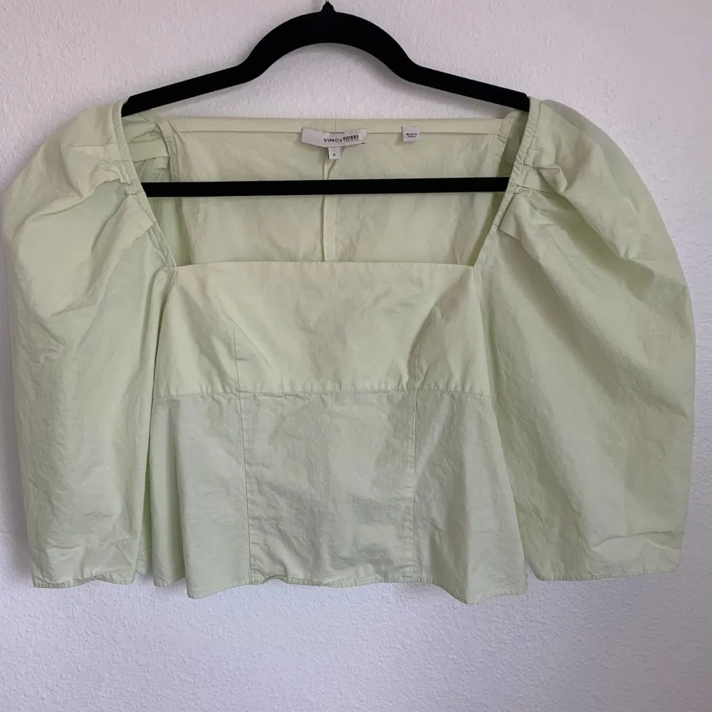 Vince Draped Square Neck Top in Honeydew - Image 4