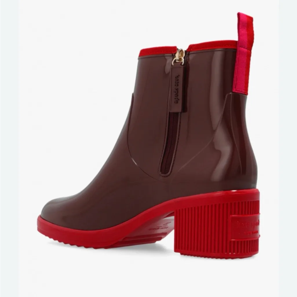 NIB Kate spade puddle jumpers Stylish Brown and Red Ankle Boots women 11 - Image 3