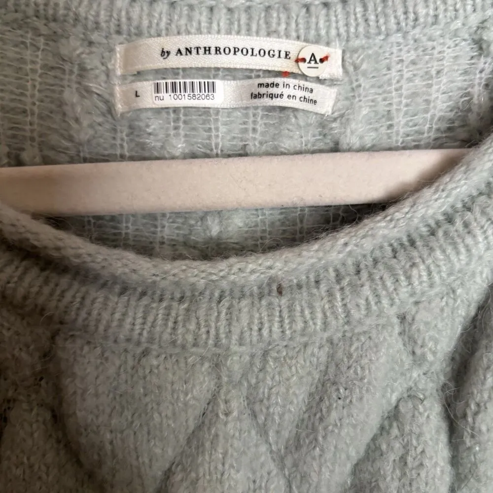 Anthropologie Bonnie Quilted Eyelash Sweater Large Blue Wool Blend Pullover - Image 6