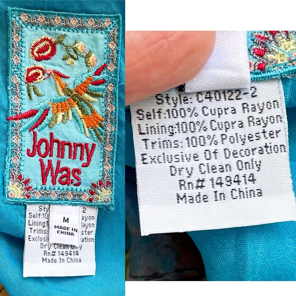 Johnny Was Samba Patchwork Reversible Kimono Floral Embroidered Multi Medium EUC - Image 4