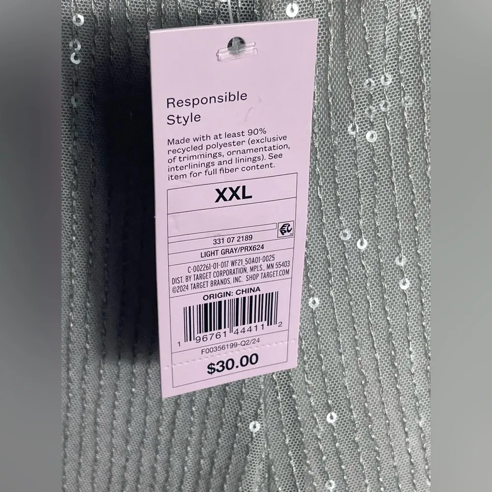 Wild Fable Silver Sequin Sheer Women’s Size XXL Pants Light Gray NWT Half Shorts - Image 4