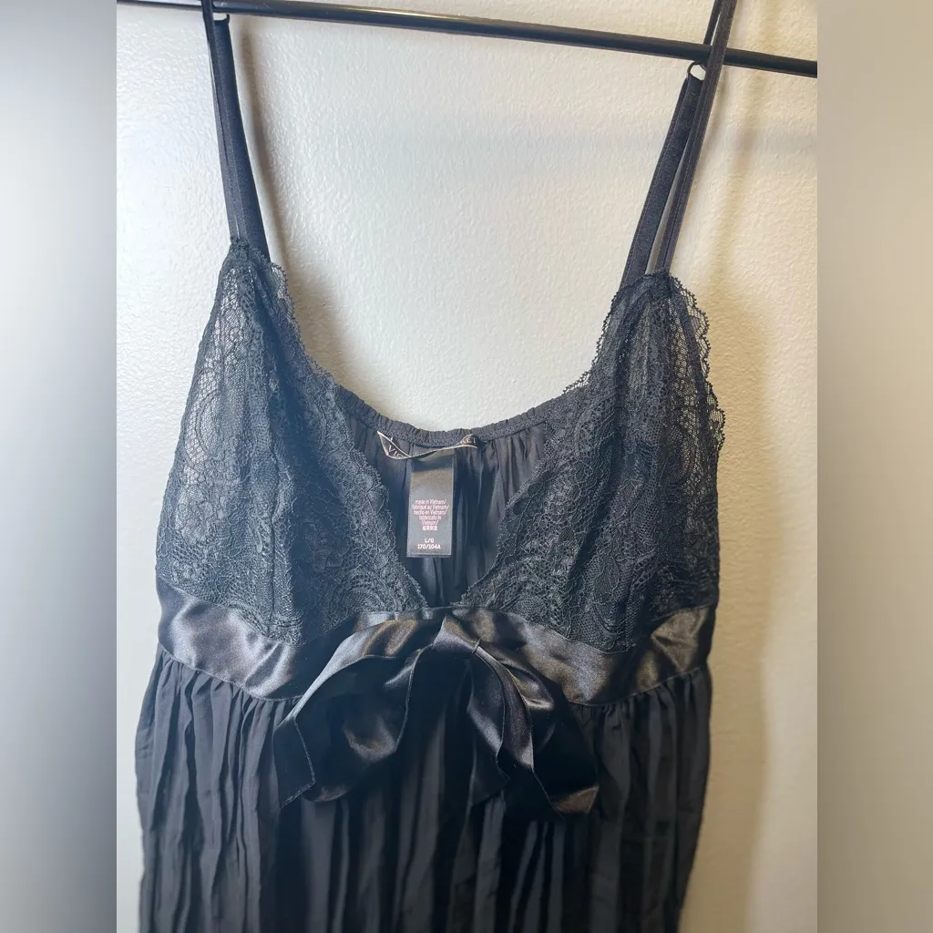 Victoria's Secret Lace & Chiffon Pleated Babydoll Chemise Black Size‎ L - Image 6