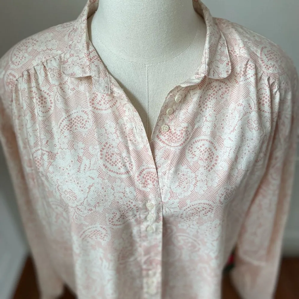 Vintage 80s Outback Red Pink Paisley Country Prairie Button Up Shoulder Pads L - Image 6