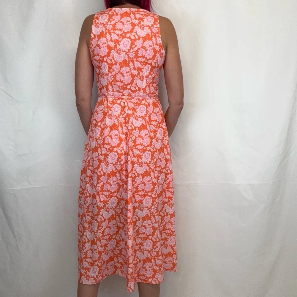 French Connection Women's Cossette Vero Crepe Midi Dress 6 Pink Orange White - Image 2