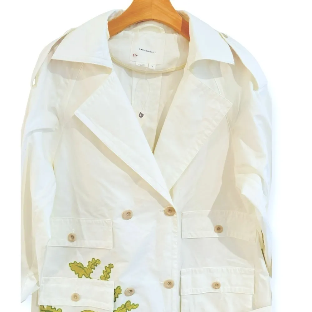 ANTHROPOLOGIE Tropical Printed Oversized Trench Coat Spring Unique Size M NEW - Image 8