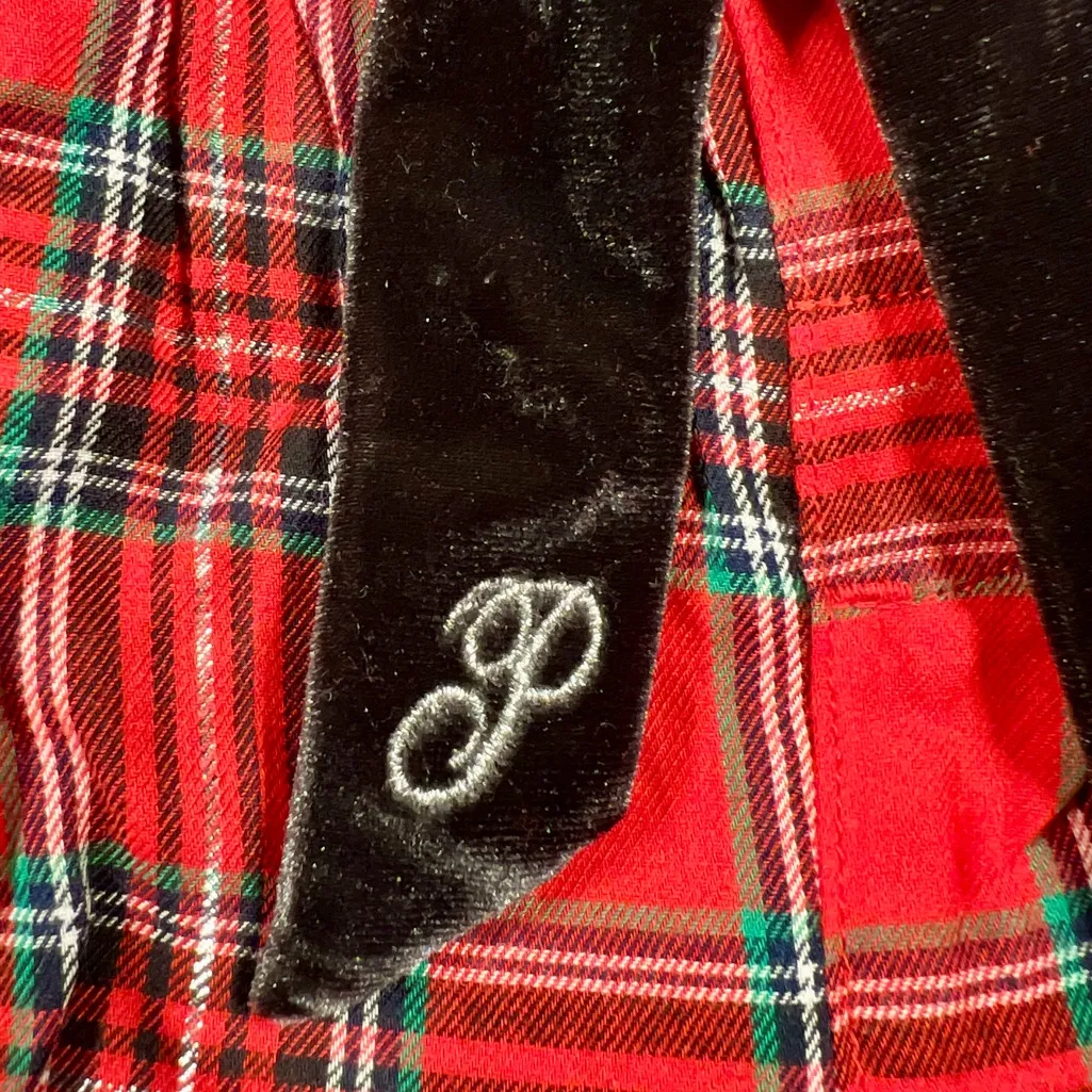 🎄PINK VICTORIA’S SECRET Flannel Pajama Shorts Red Green Plaid Ruffle Preppy L - Image 5