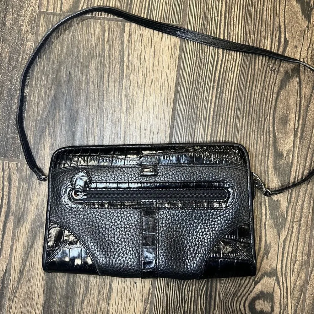 Brighton Black Pebbled Leather Crossbody Bag - Image 2