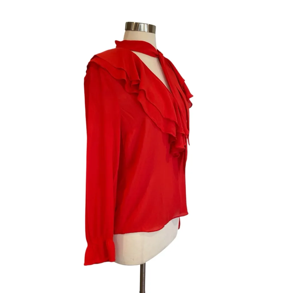 Aritzia Little Moon Gazania Ruffle Blouse In Red Size Small - Image 7