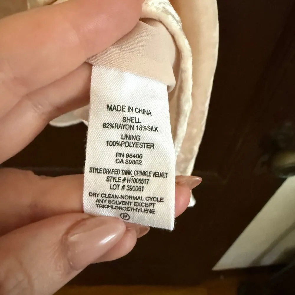 Theory  | Blush Pink Silk Blend Velvet V Neck Swing Camisole | Medium - Image 7