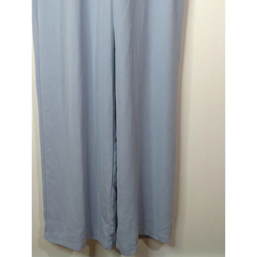 Zara Basic Light Blue Surplice Wide Leg Loose‎ Sexy Back Jumpsuit Size M - Image 5