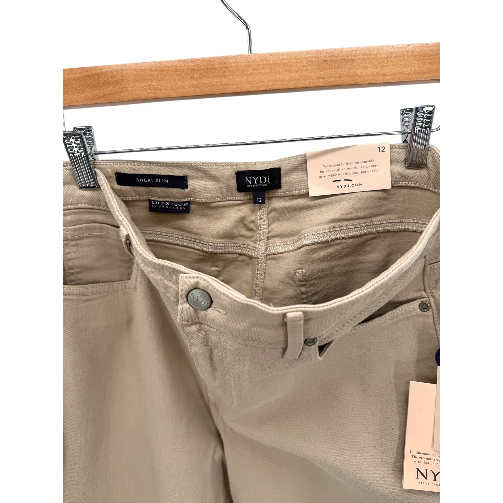 NYDJ Sheri Slim Ankle Jeans Straw Beige Khaki Stretch Lift Tuck NWT Women's‎ 12 - Image 7