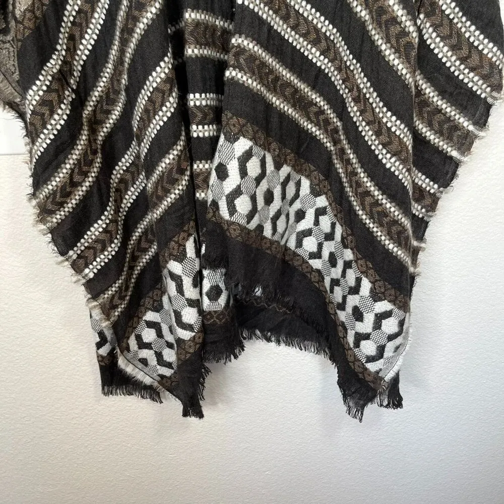 Lucky Brand Open-Front Knit Kimono Cardigan Shawl boho  Fringe Hem One Size - Image 4