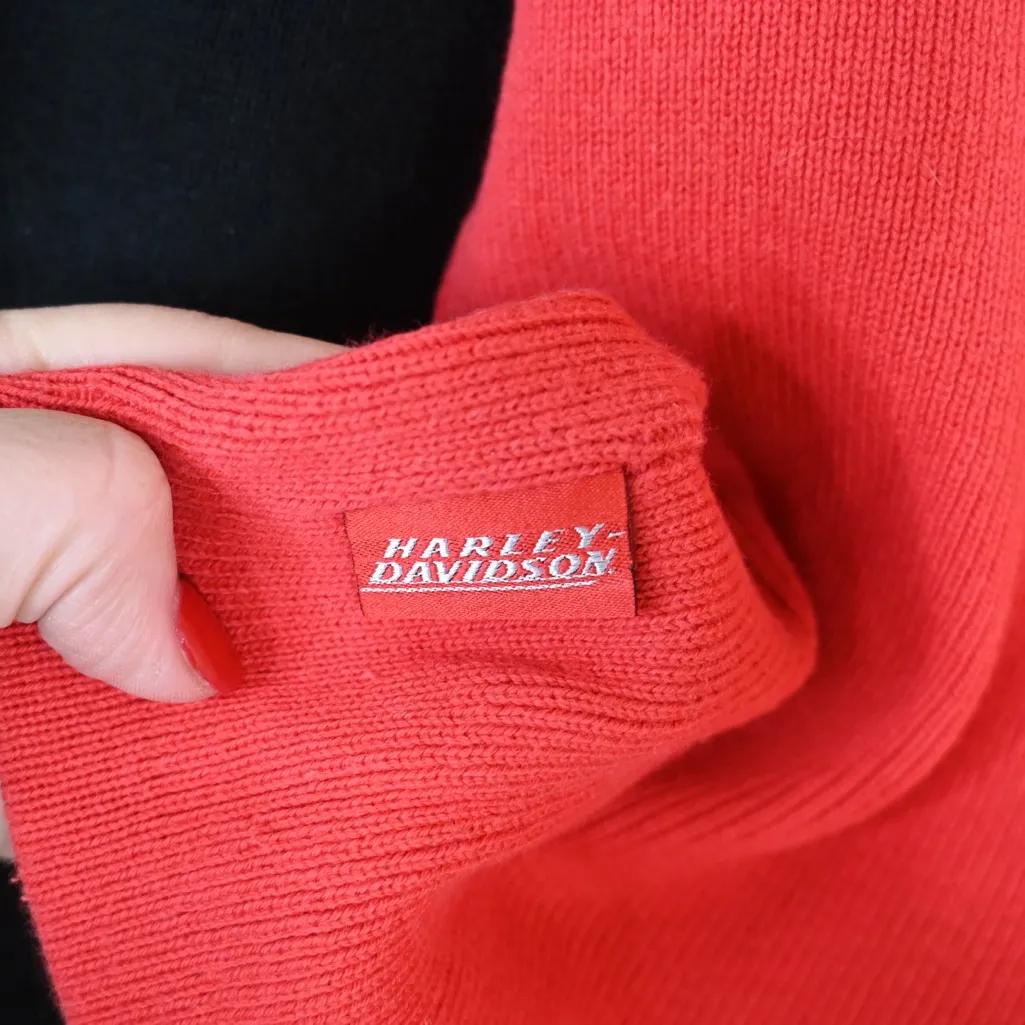 Harley Davidson Women's M Vintage Knit Pullover Sweater in Black Red Size M - Image 7
