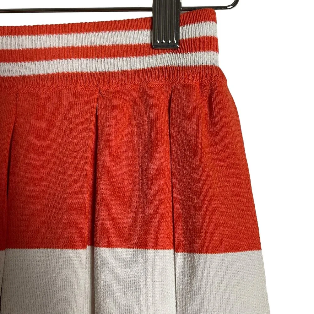 Romeo + Juliet Orange White Striped Pleated Skirt Puff Sleeve Top Co-Ord Set S - Image 9