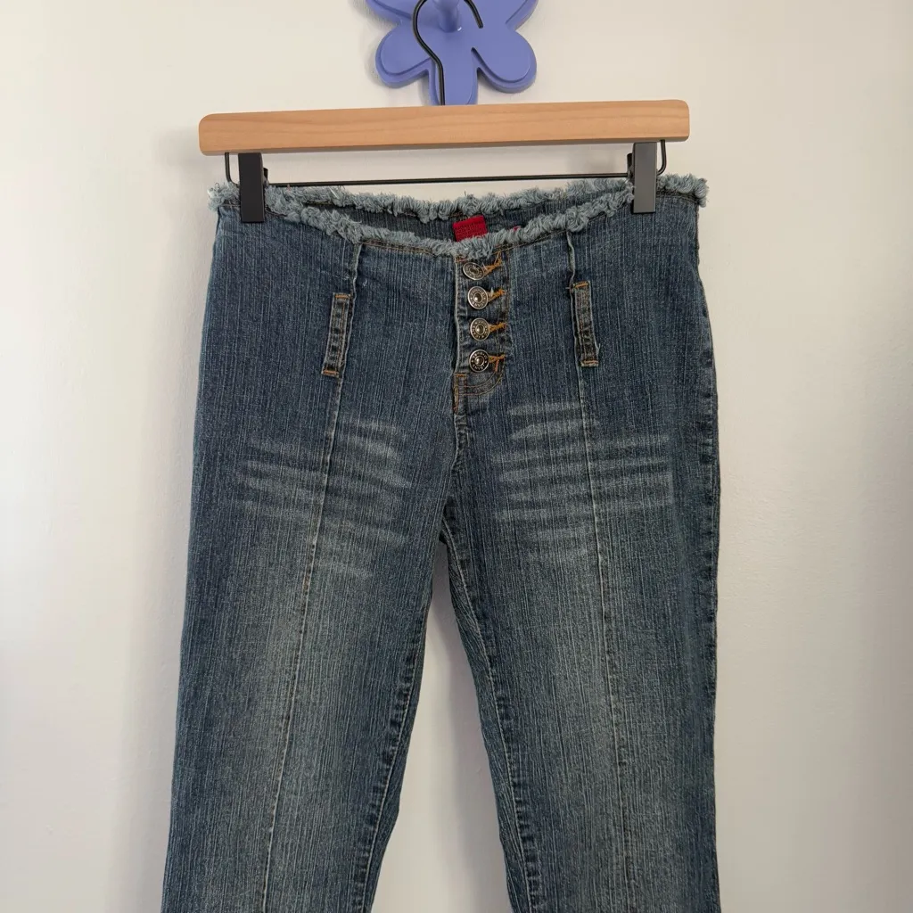 Zana Di 3 Juniors Low Rise Bootcut Jeans Cut Off Waist Y2K 2000s Grunge Emo - Image 2