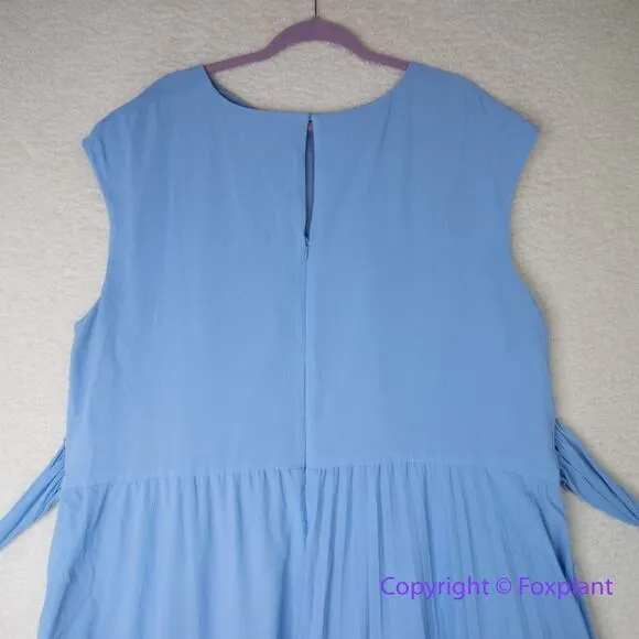 New! Maggy London blue tie waist faux wrap round neck sleeveless drses, size 24W - Image 9