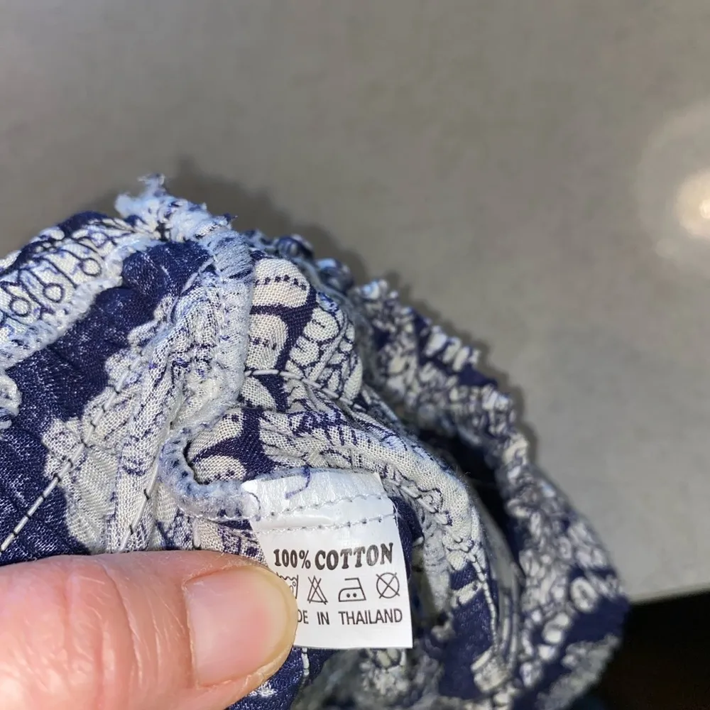 Bohemian Harem Yoga Drop Crotch Cotton Blue Elephant print romper / jumpsuit Size L - Image 9