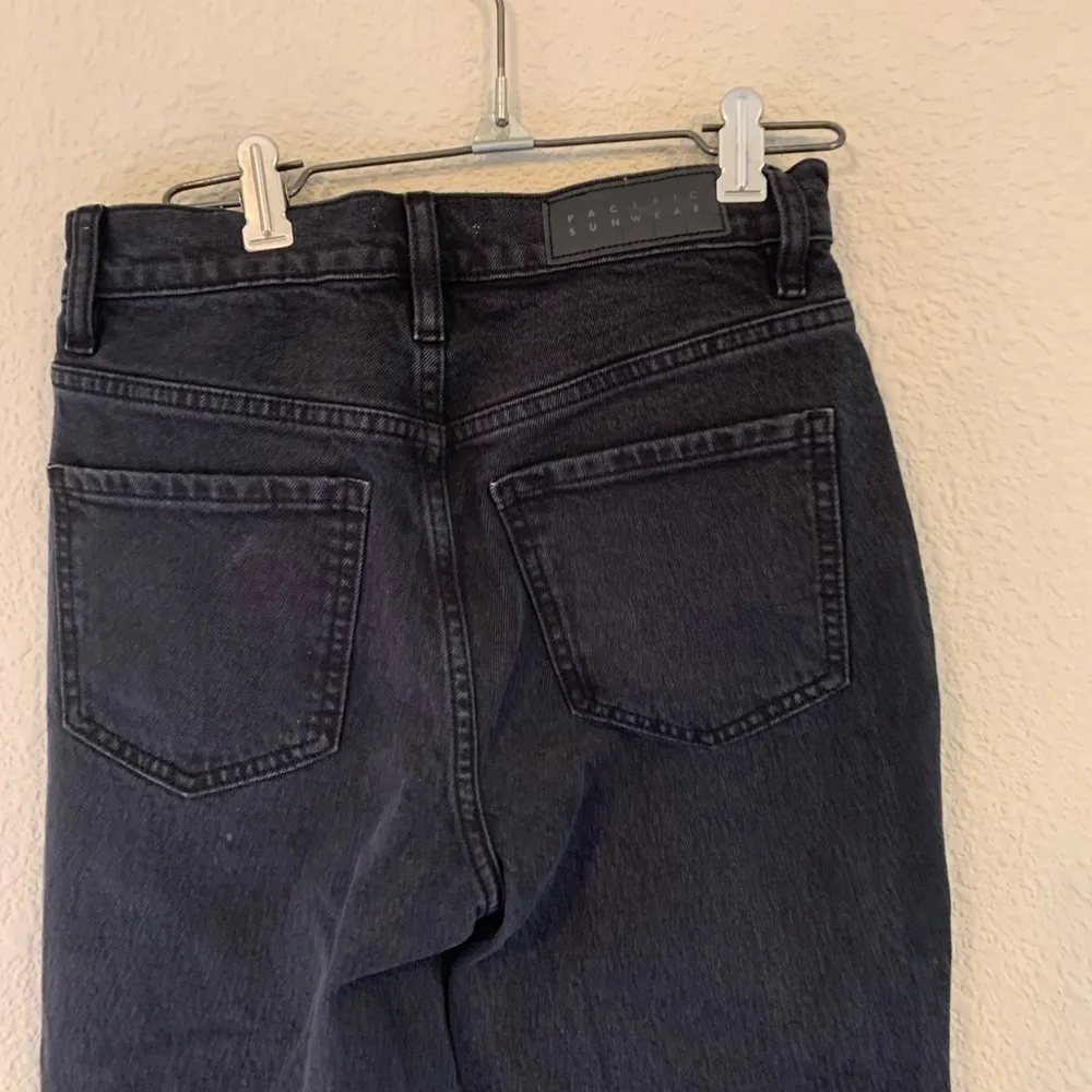 Pacsun black frayed edge high rise straight jeans size 24 grunge moto concert - Image 7