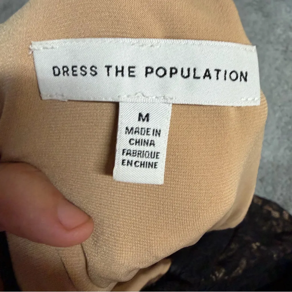 Dress the Population Kendra Black Lace Bodycon Midi Dress Size Medium - Image 8