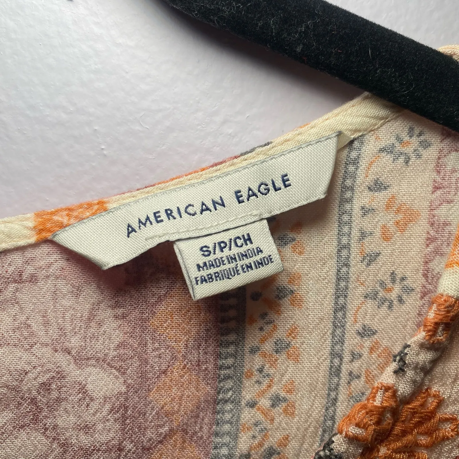 American Eagle Multicolor Boho Embroidered Long Sleeve Blouse Women's size Small - Image 2