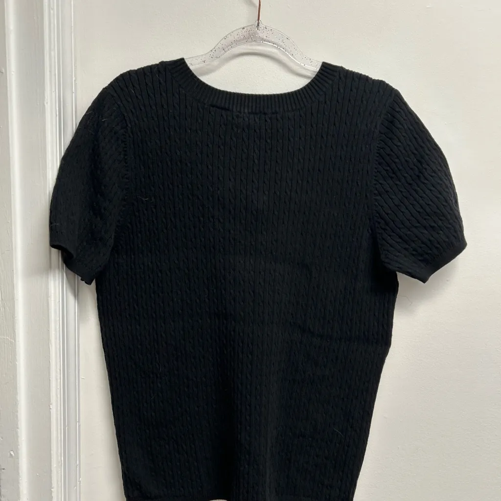 Jeanne pierre  black cable knit  V-Neck Sweater - Image 2