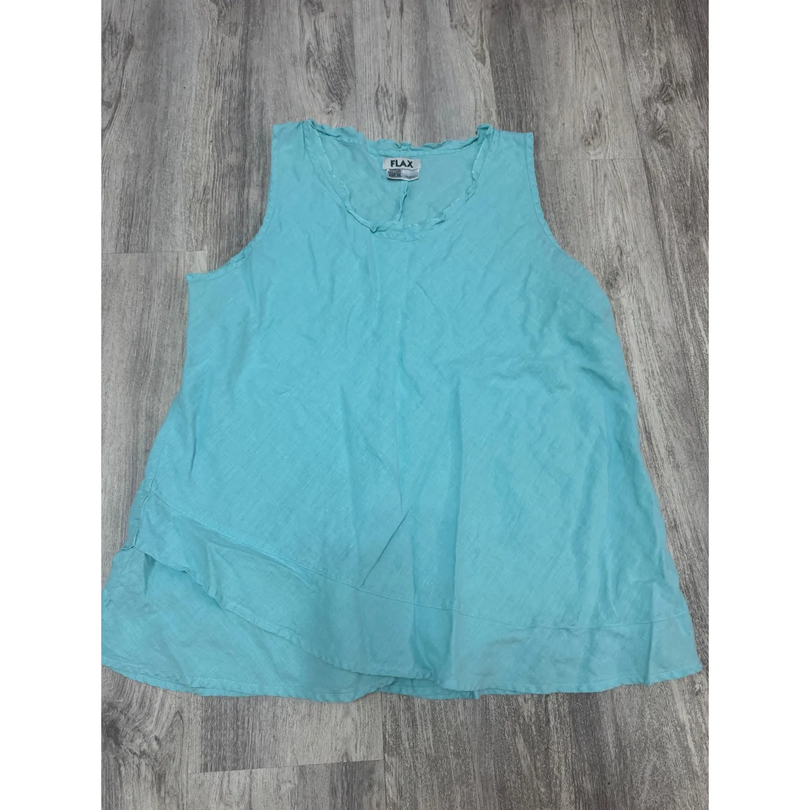 FLAX Linen Tank Top Sleeveless Aqua Blue  Women's‎ Size 3G (24-26) - Image 3