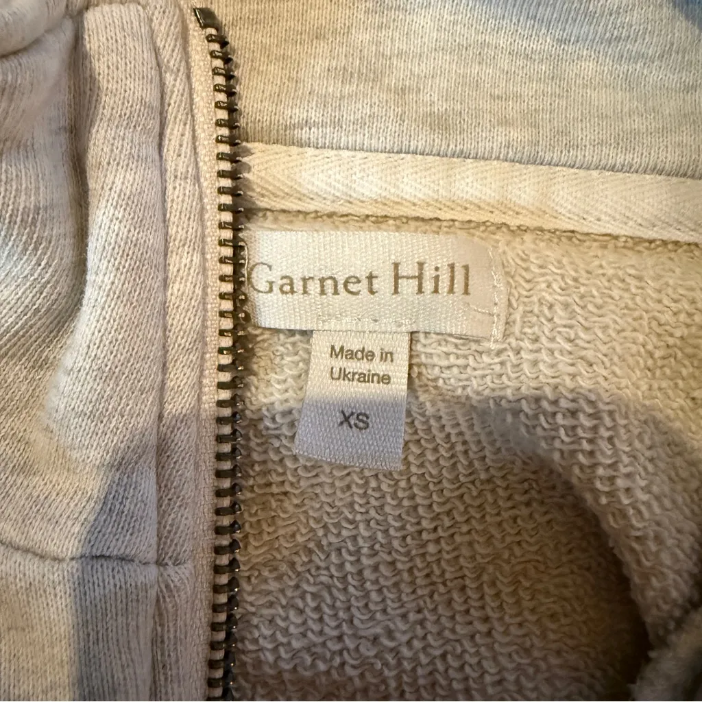 Garnet Hill Cropped Quarter Zip Pullover Sweatshirt Women’s Size XS Light Gray - Image 4