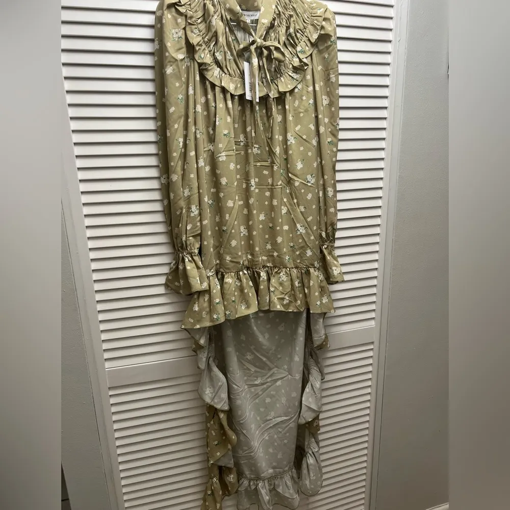 We Wore What NWT High Low Polka Dot Floral dress size Small in Oat Multi - Image 4