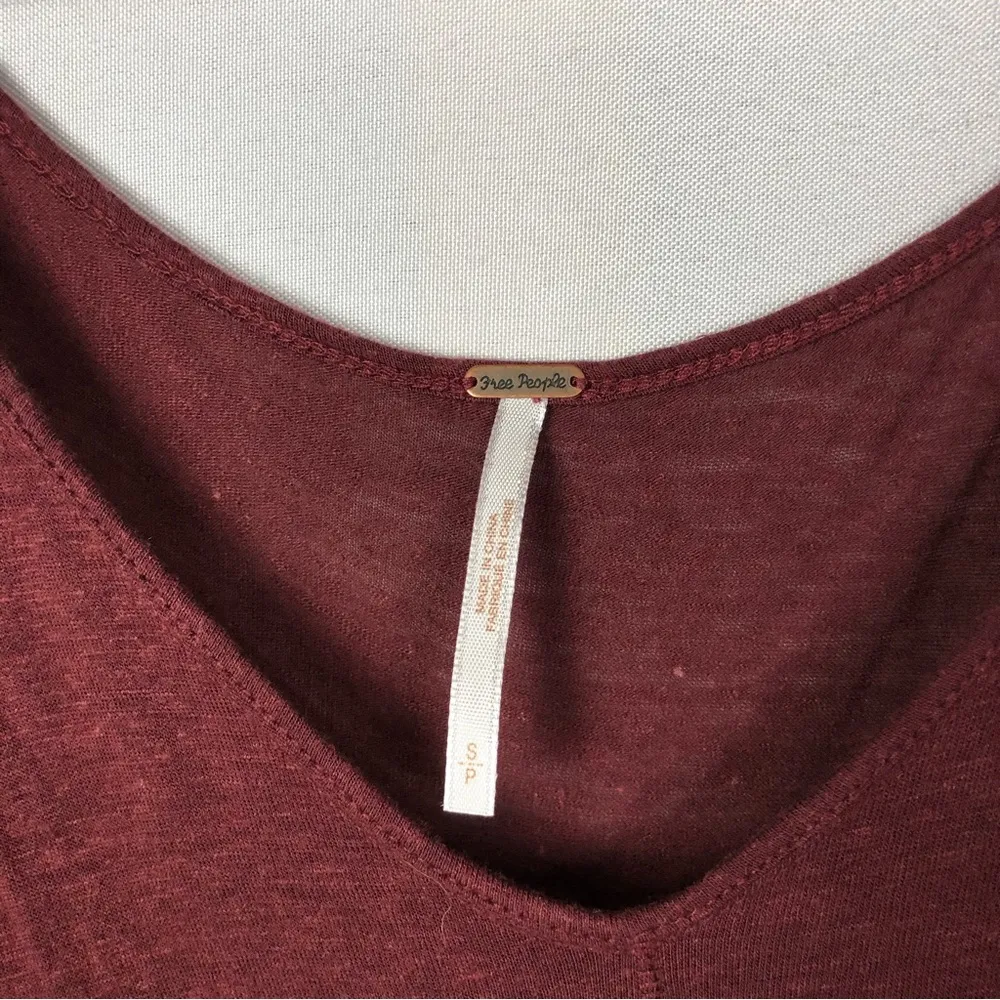 Free People Bittersweet Cold Shoulder Wine Red Short Sleeve S - Image 5